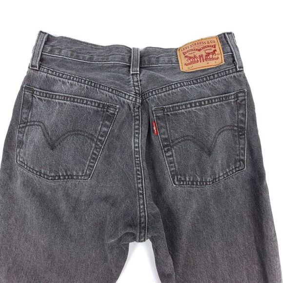 LEVIS 501 Original High Rise Straight Cropped Raw Hem Jeans Womens 25 x 26 Gray - Picture 5 of 7